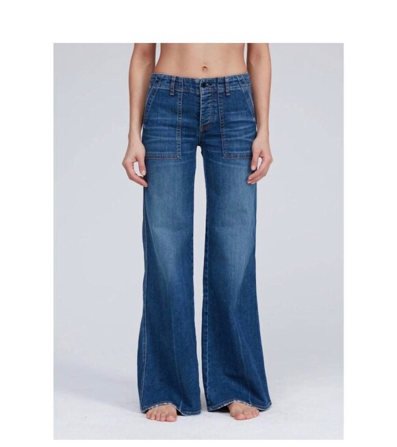 ASKK NY Denim - ASKK NY Boma Jean Wide Leg Jeans Size 25 Blue Cotton PU